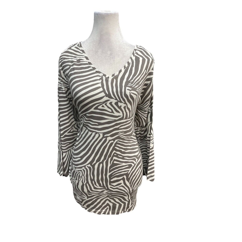 Chico’s Women’s Top Blouse Size 3 (XL) V Neck Stretch Long Sleeve Cotton